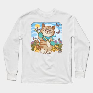 Summer Gardening Cat Long Sleeve T-Shirt